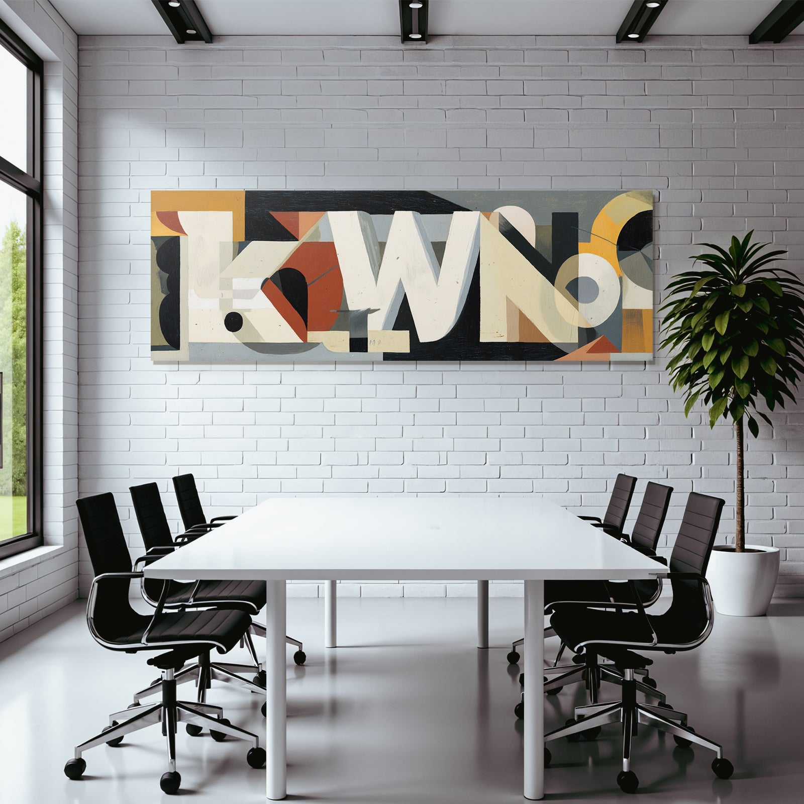 Abstracte Kunst Mit Bold Shapes Und Stylisierten Buchstaben