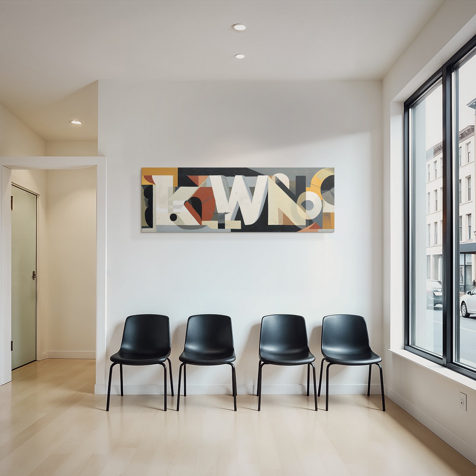 Abstracte Kunst Mit Bold Shapes Und Stylisierten Buchstaben