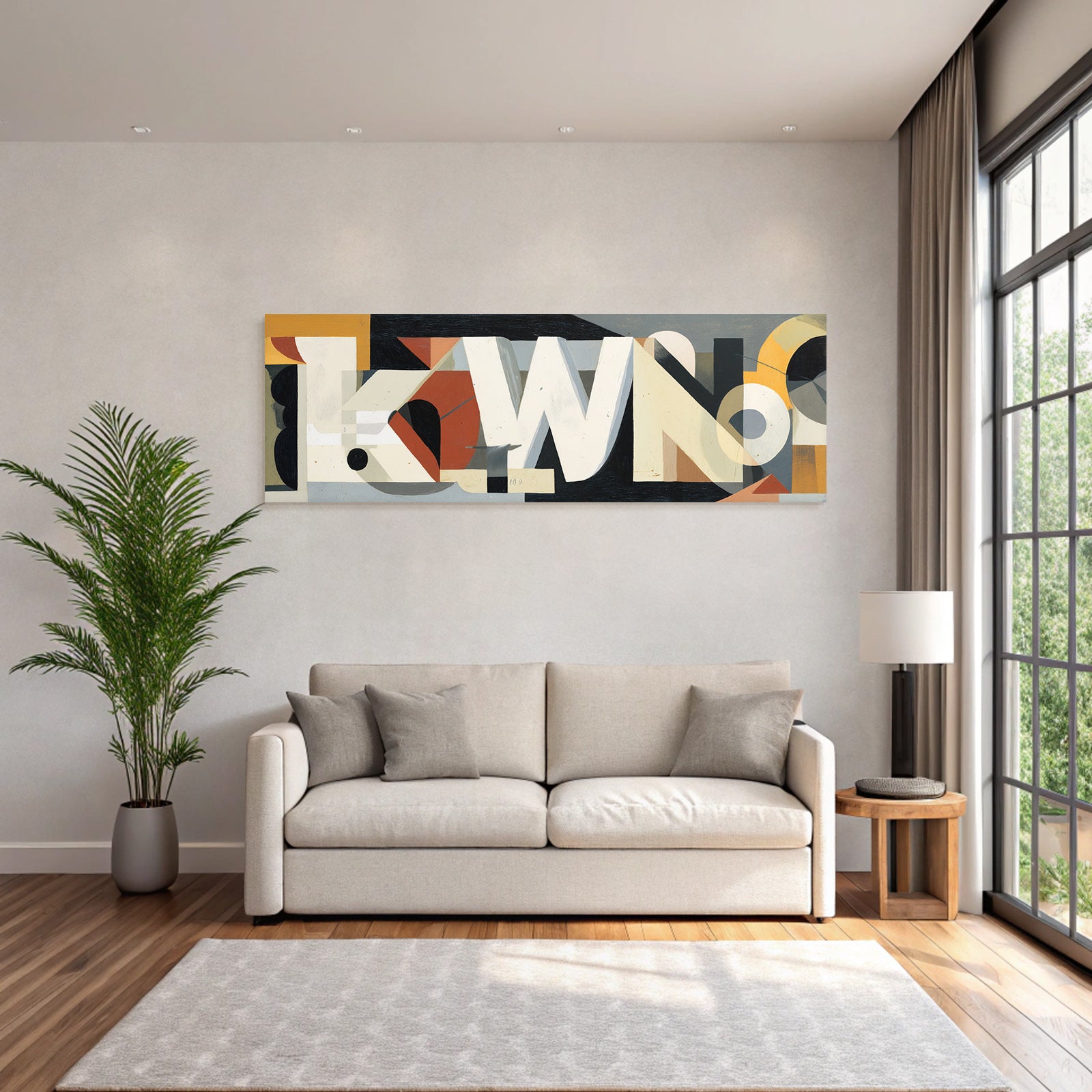 Abstracte Kunst Mit Bold Shapes Und Stylisierten Buchstaben