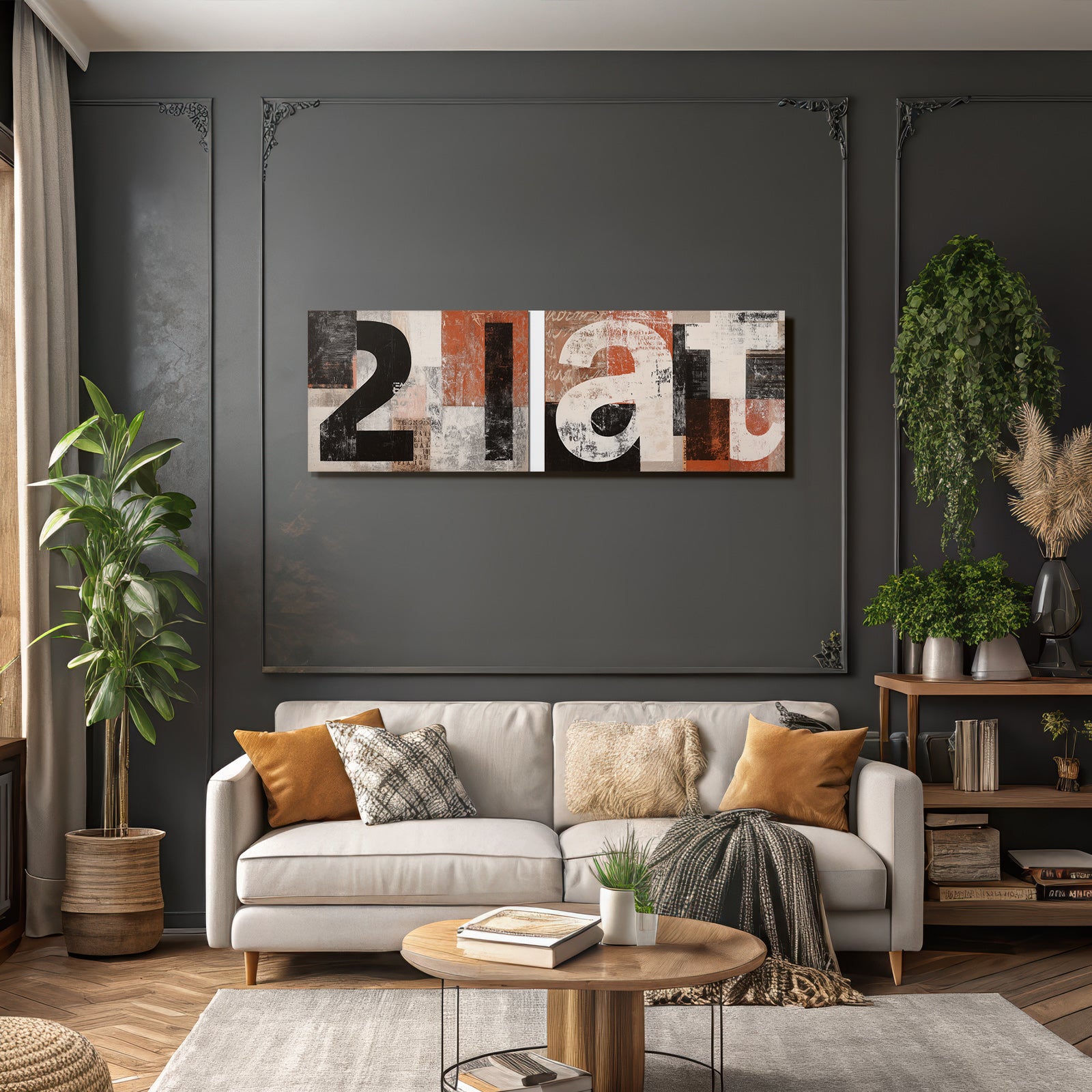 Abstract artwork with color black white and earth tones