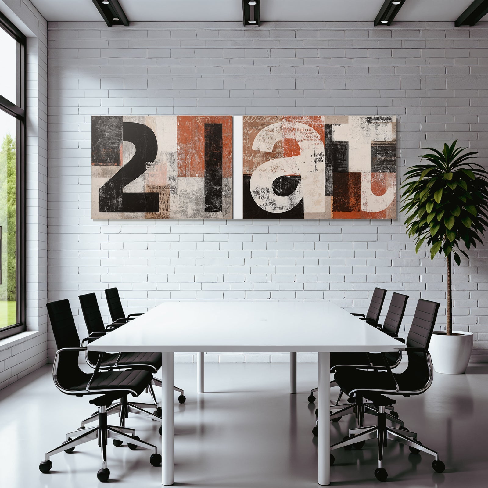 Abstract artwork with color black white and earth tones