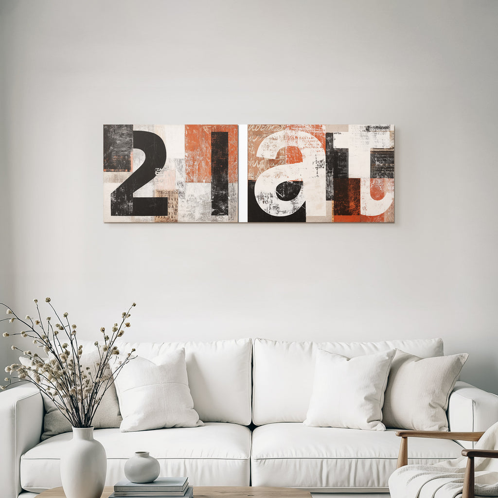 Abstract artwork with color black white and earth tones