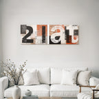 Abstract artwork with color black white and earth tones