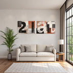 Abstract artwork with color black white and earth tones