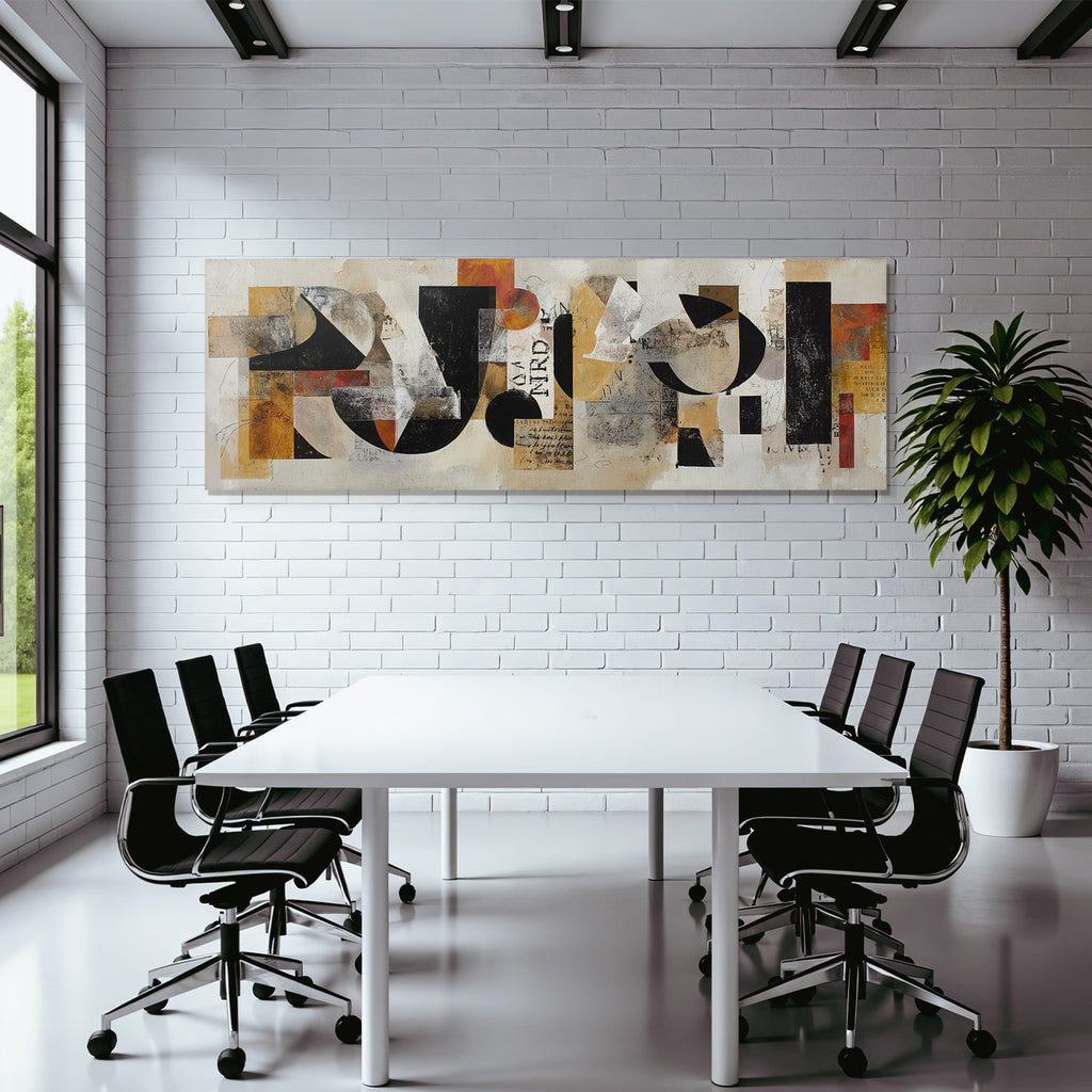 Abstract artwork Geometric shapes Colorful textures Collage style