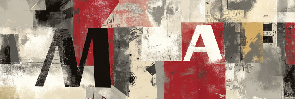 Abstrakte Grafik Design Collage Texturen Farben Buchstaben | Typografische Kunst | Kunstgattungen