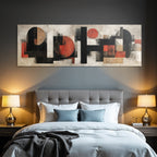Abstract Art Geometric Shapes Red Black White Earth Tones