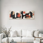Abstract Art Geometric Shapes Red Black White Earth Tones