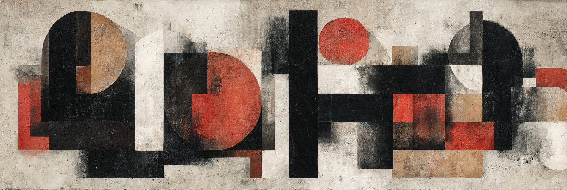 Abstrakte Kunst Geometrische Formen Rot Black Weiß Erdtöne | Typografische Kunst | Kunstgattungen