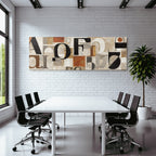 Abstrakte Kunst Typografie Collage Neutrale Farbe Mit Orange Und Schwarz