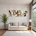 Abstrakte Kunst Typografie Collage Neutrale Farbe Mit Orange Und Schwarz