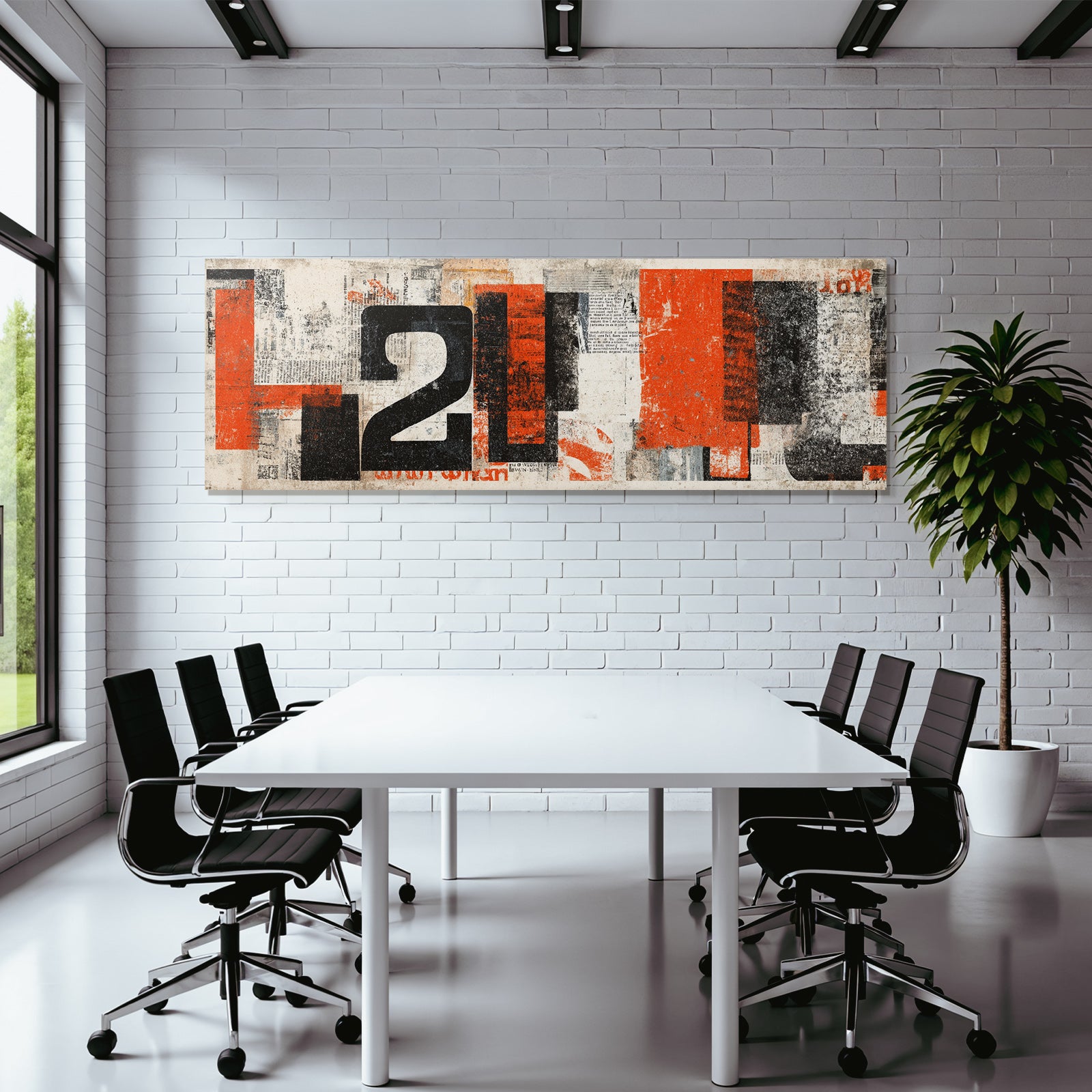 Abstract design collage with numbers, textures and color, red, black, beige