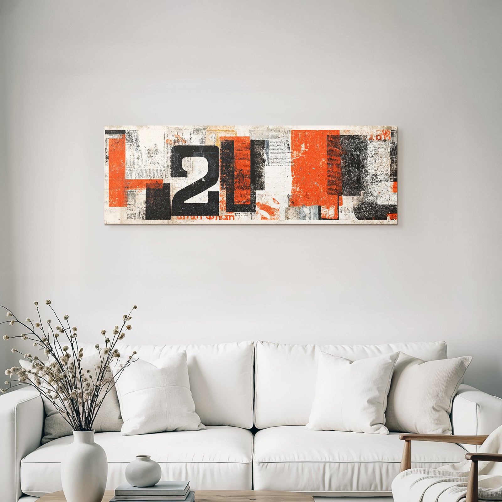 Abstract design collage with numbers, textures and color, red, black, beige