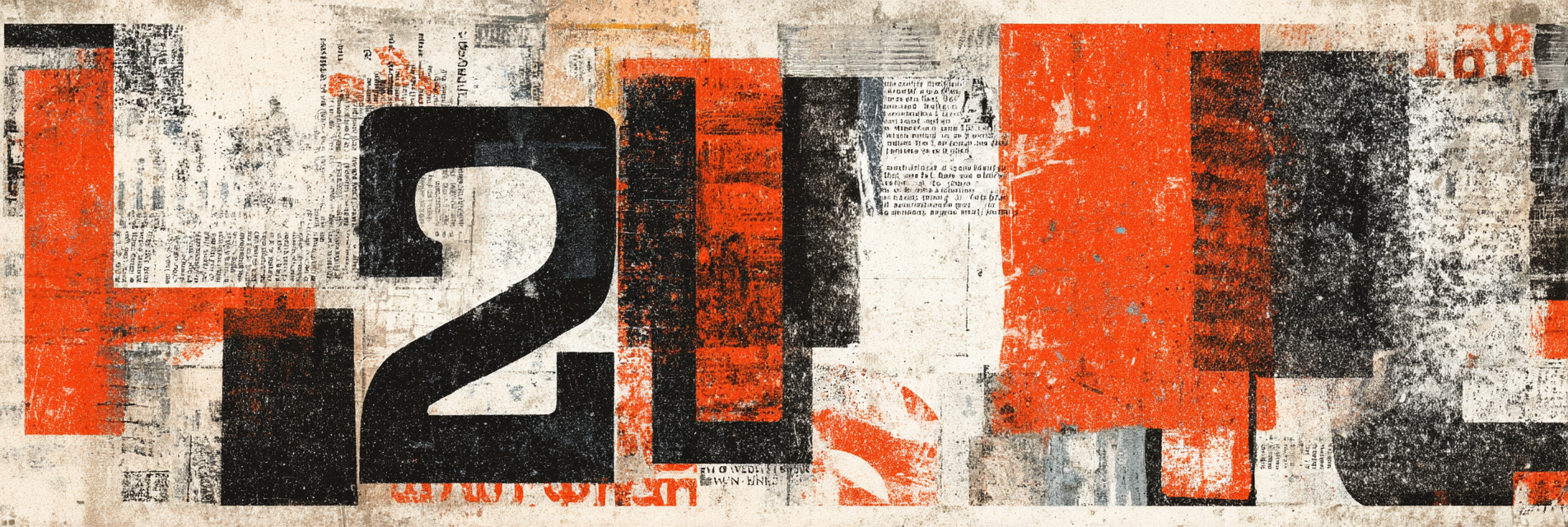 Abstraktes Design Collage Mit Zahlen Texturen Und Farbe Rot Schwarz Beige | Typografische Kunst | Kunstgattungen