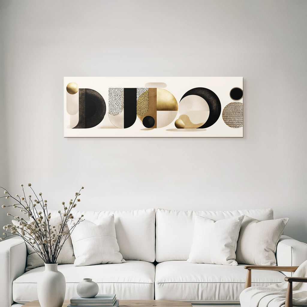 Elegante Zeitgenoßische Geometrische Abstrakte Formen Gold Black Beige