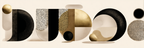 Elegante Zeitgenoßische Geometrische Abstrakte Formen Gold Black Beige | Typografische Kunst | Kunstgattungen