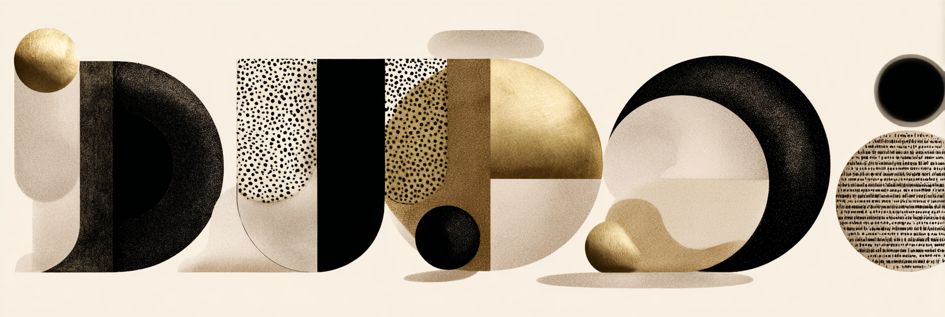 Elegante Zeitgenoßische Geometrische Abstrakte Formen Gold Black Beige | Typografische Kunst | Kunstgattungen