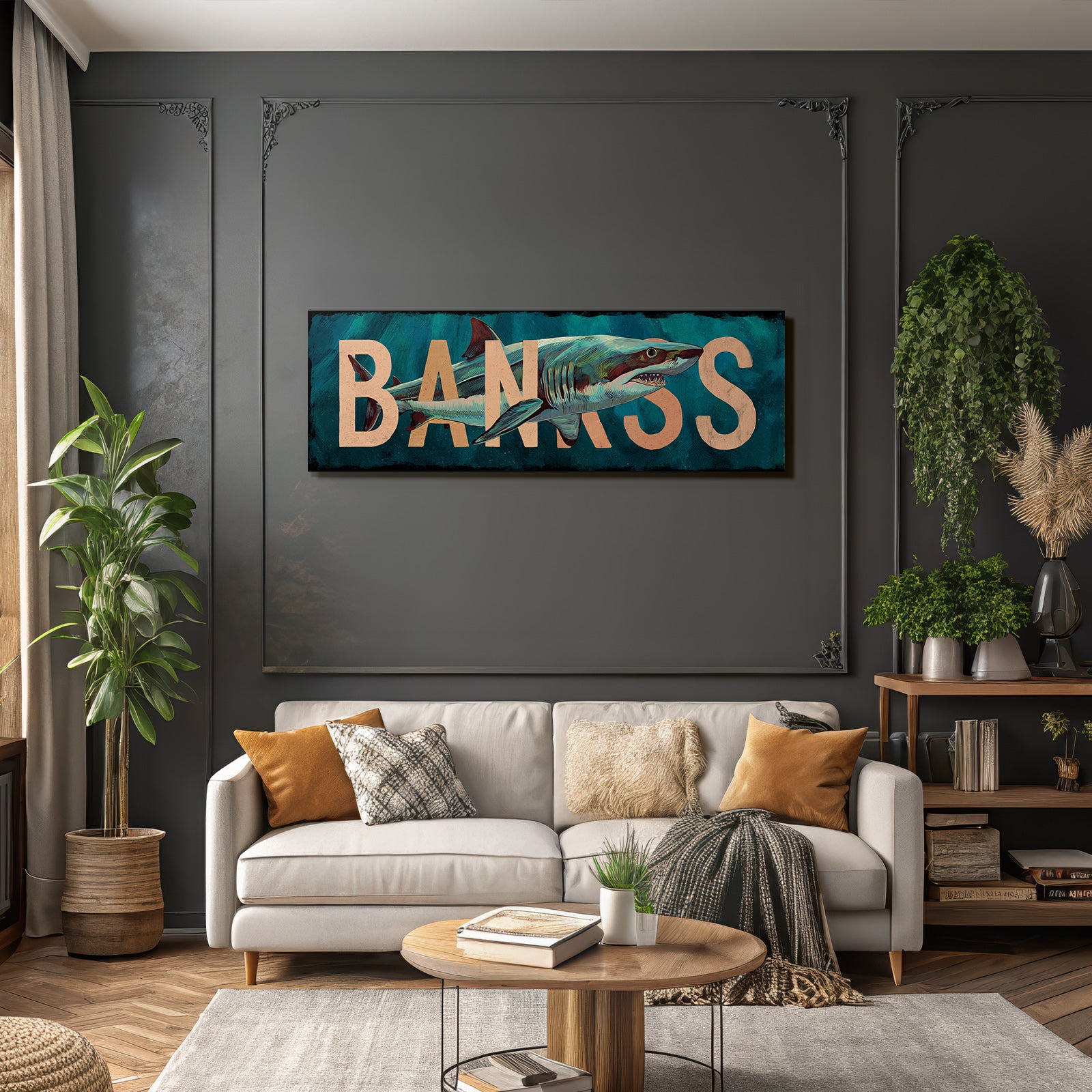Shark Banks Creative Illustration Underwater Background
