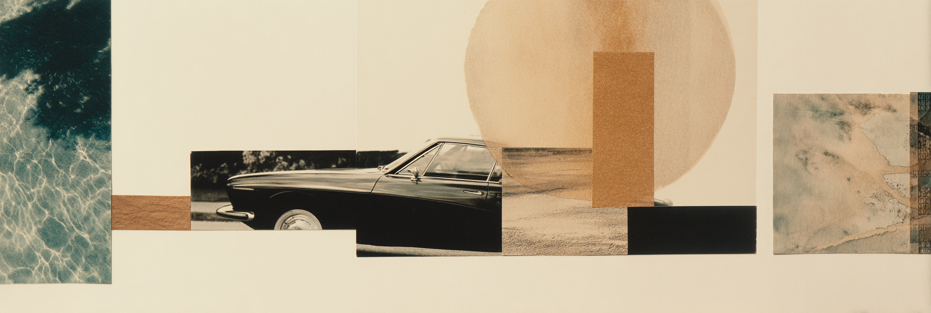 Künstlerische Collage Vintage Auto Abstrakte Muster Waßer Texturen | Typografische Kunst | Kunstgattungen