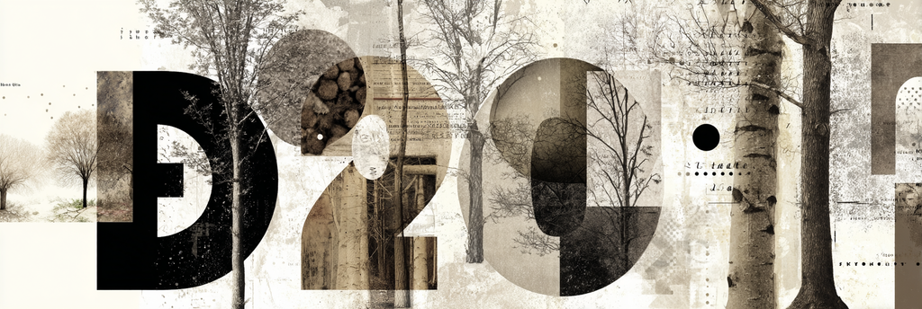 Künstlerisches Collage Mit Bäumen Und Typografie | Typografische Kunst | Kunstgattungen