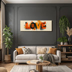 Liebe Kreative Typografie Orange Schwarz Beige Abstrakte Formen
