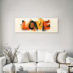 Liebe Kreative Typografie Orange Schwarz Beige Abstrakte Formen