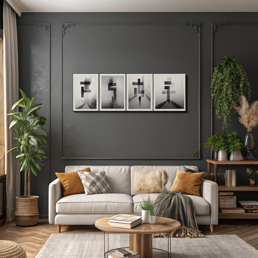 Monochromatische Abstrakte Geometrische Poster Innenleben Journey