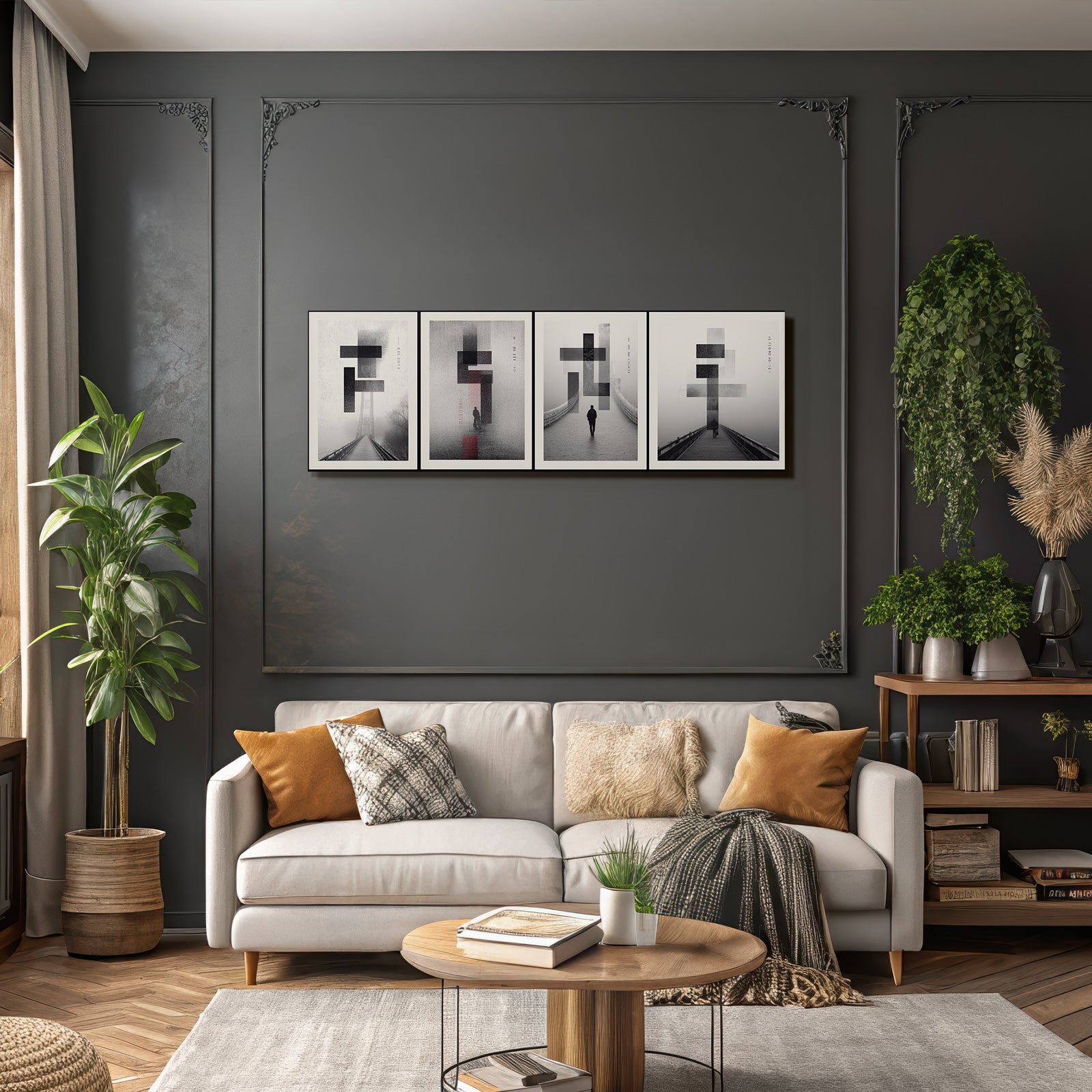 Monochromatische Abstrakte Geometrische Poster Innenleben Journey