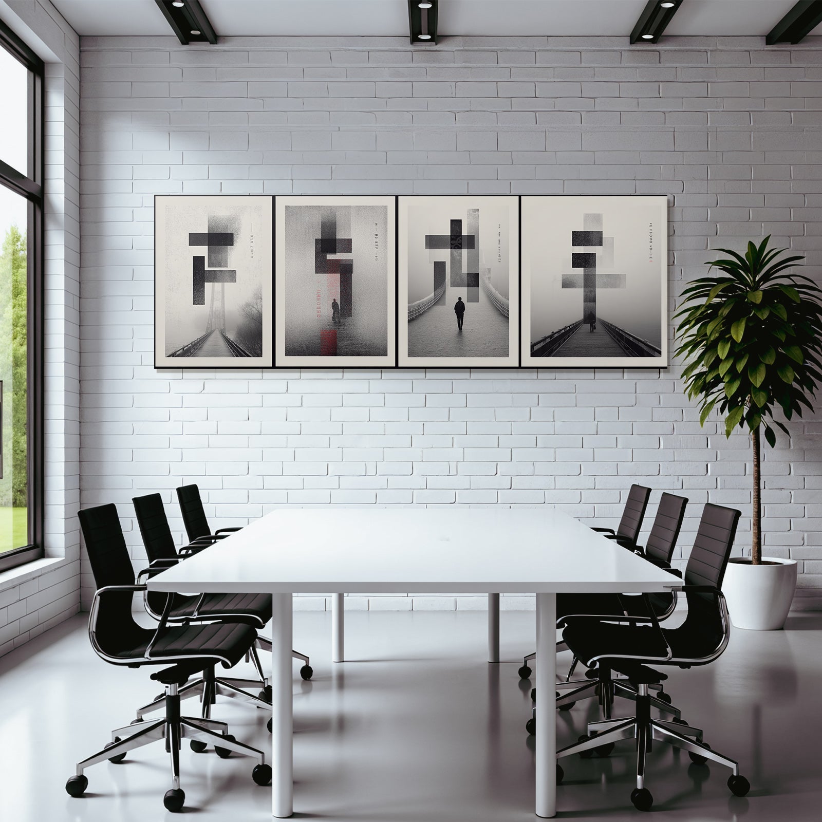 Monochromatische Abstrakte Geometrische Poster Innenleben Journey