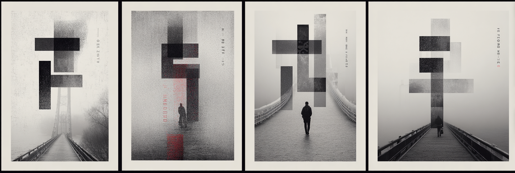 Monochromatische Abstrakte Geometrische Poster Innenleben Journey | Typografische Kunst | Kunstgattungen