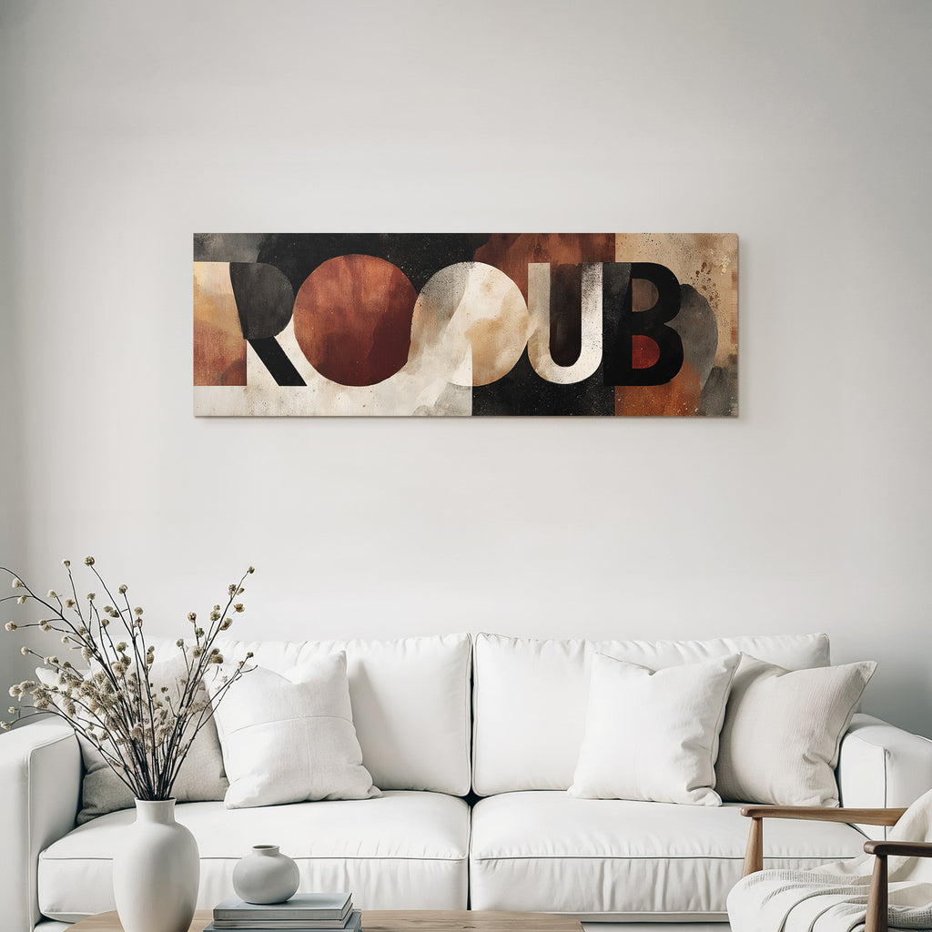 Rooub Abstraktes Design Kunstwerk Bold Letters Erde Ton Texturen