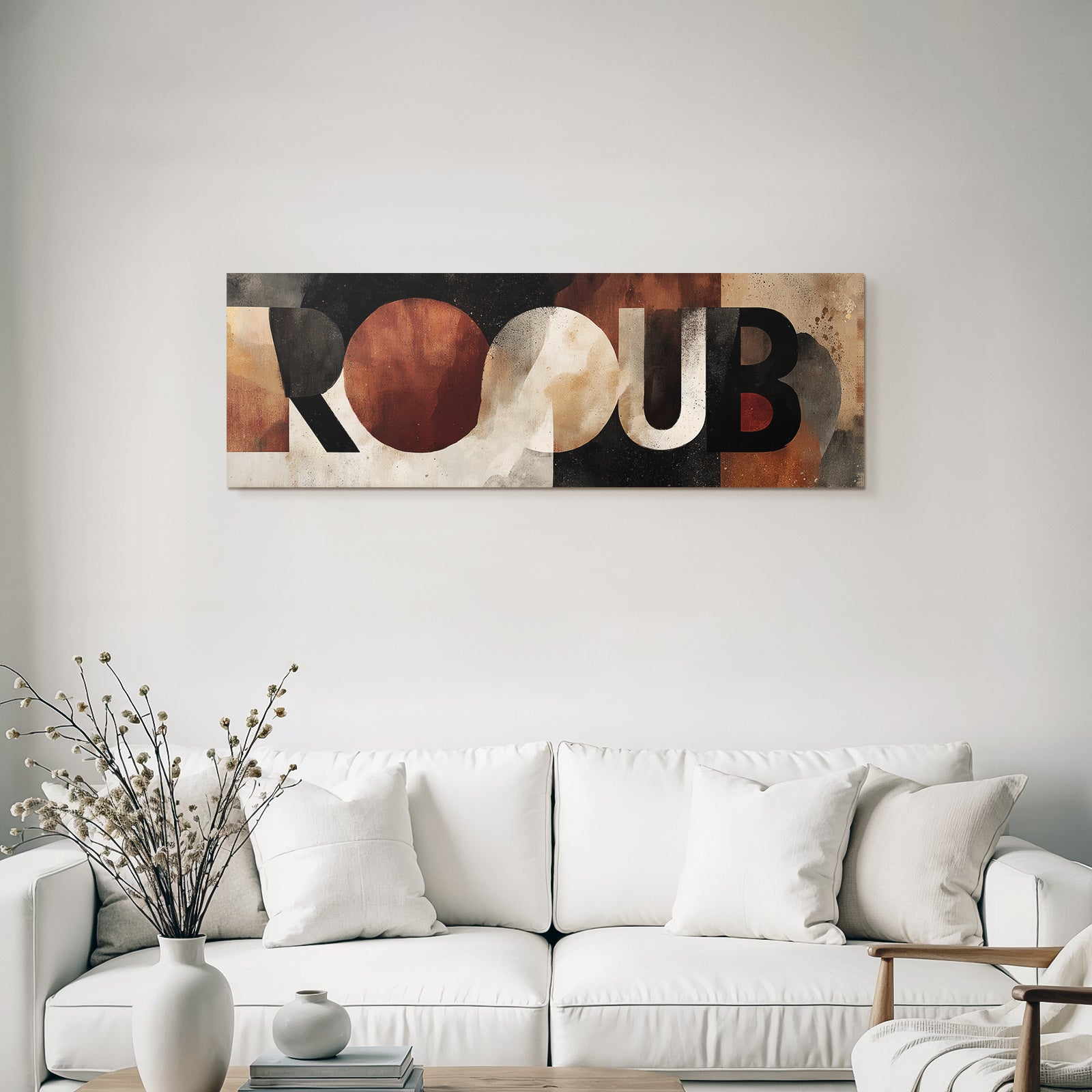 Rooub Abstract Design Artwork Bold Letters Earth Tone Textures
