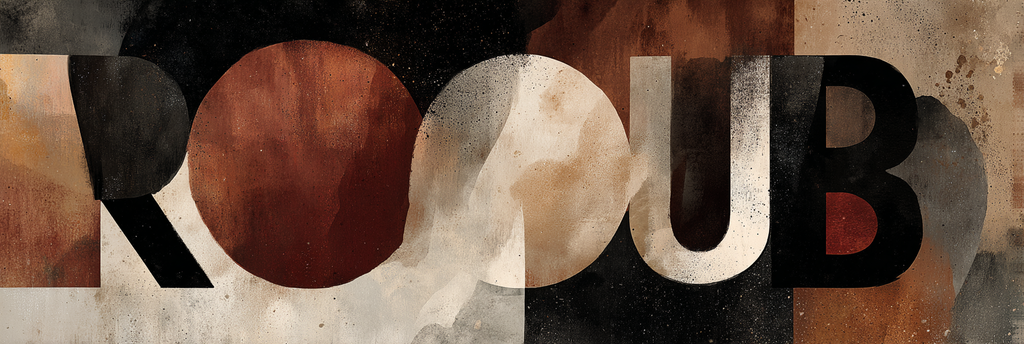 Rooub Abstraktes Design Kunstwerk Bold Letters Erde Ton Texturen | Typografische Kunst | Kunstgattungen