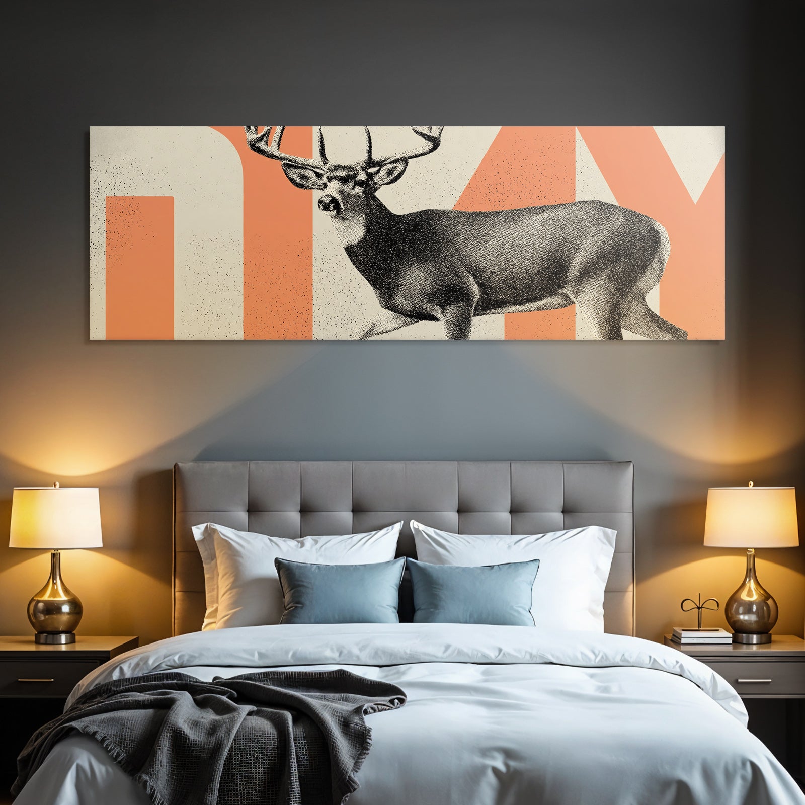 Stylisierte Hirschillustration Mit Antlern Vintage Grafikdesign