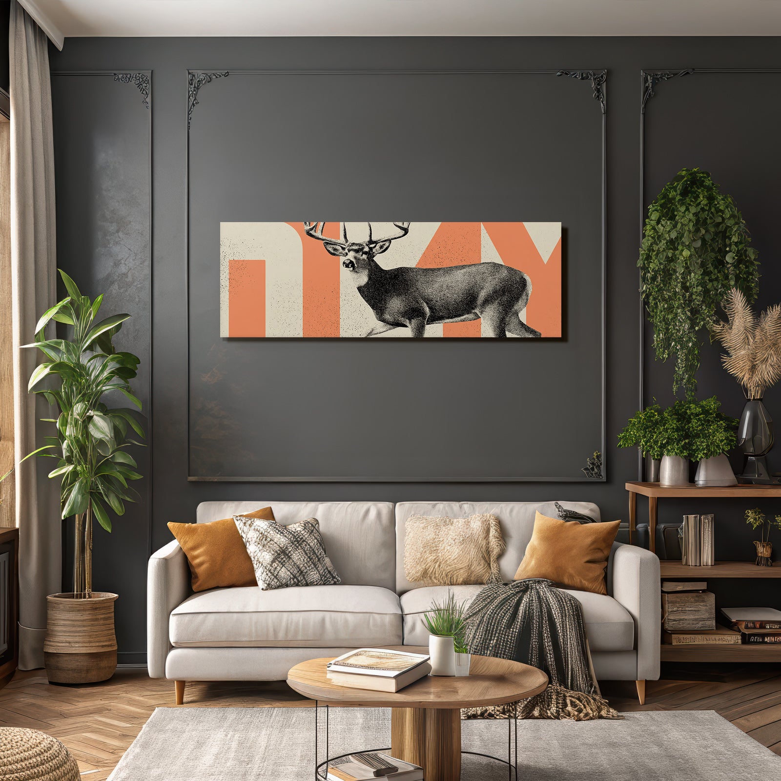 Stylisierte Hirschillustration Mit Antlern Vintage Grafikdesign