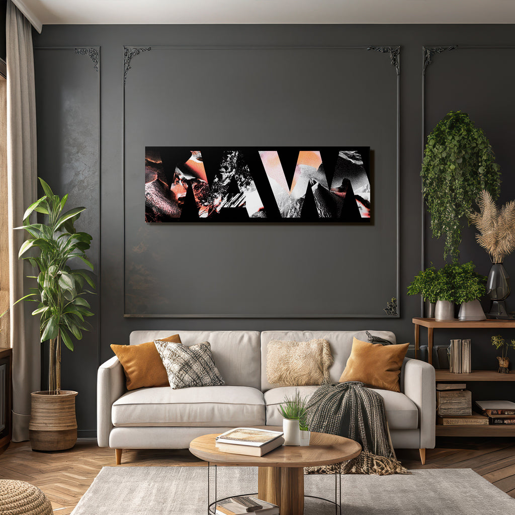 Wellen Design Modern Kunst Noch Grau Orange Schwarz Und Weis