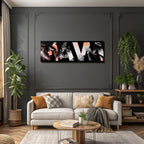 Wellen Design Modern Kunst Noch Grau Orange Schwarz Und Weis