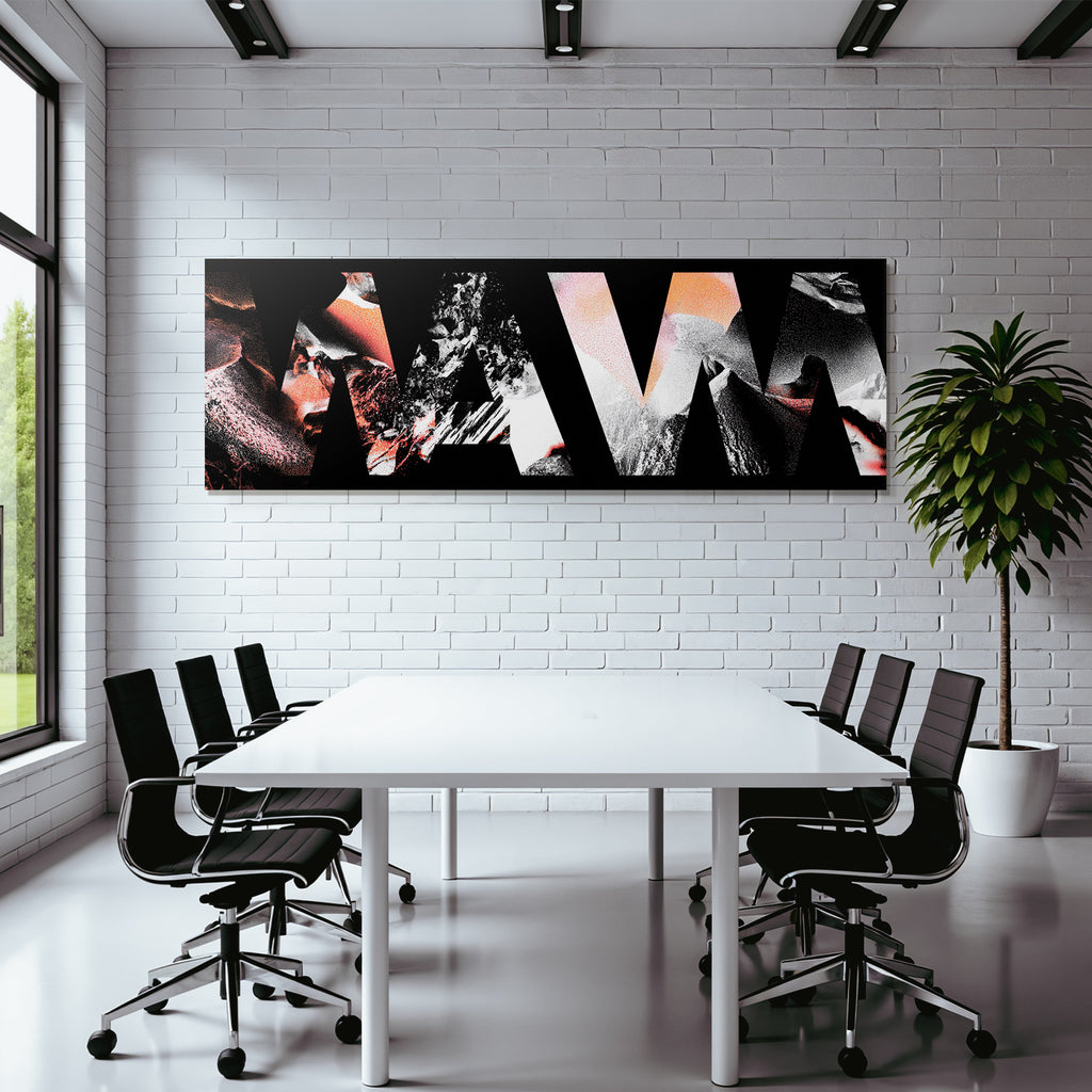 Wellen Design Modern Kunst Noch Grau Orange Schwarz Und Weis