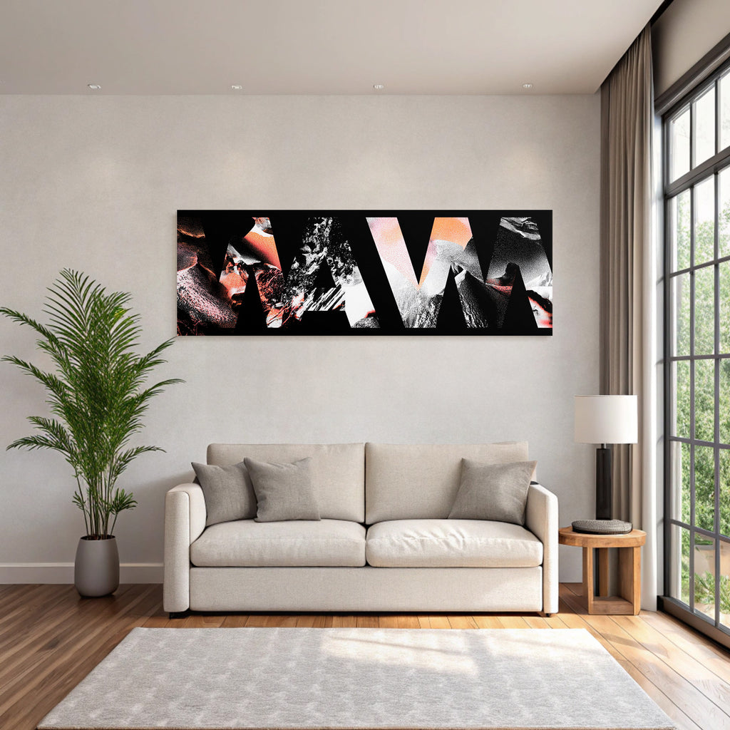 Wellen Design Modern Kunst Noch Grau Orange Schwarz Und Weis