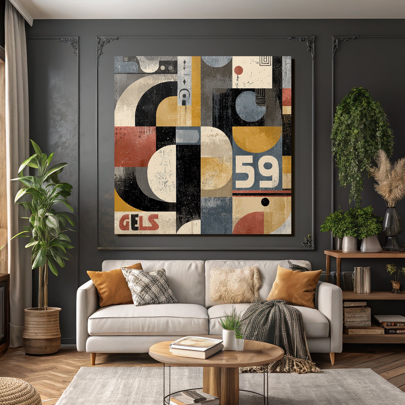 Abstract Geometric Artwork Mit Vermischt Farben Und Formen