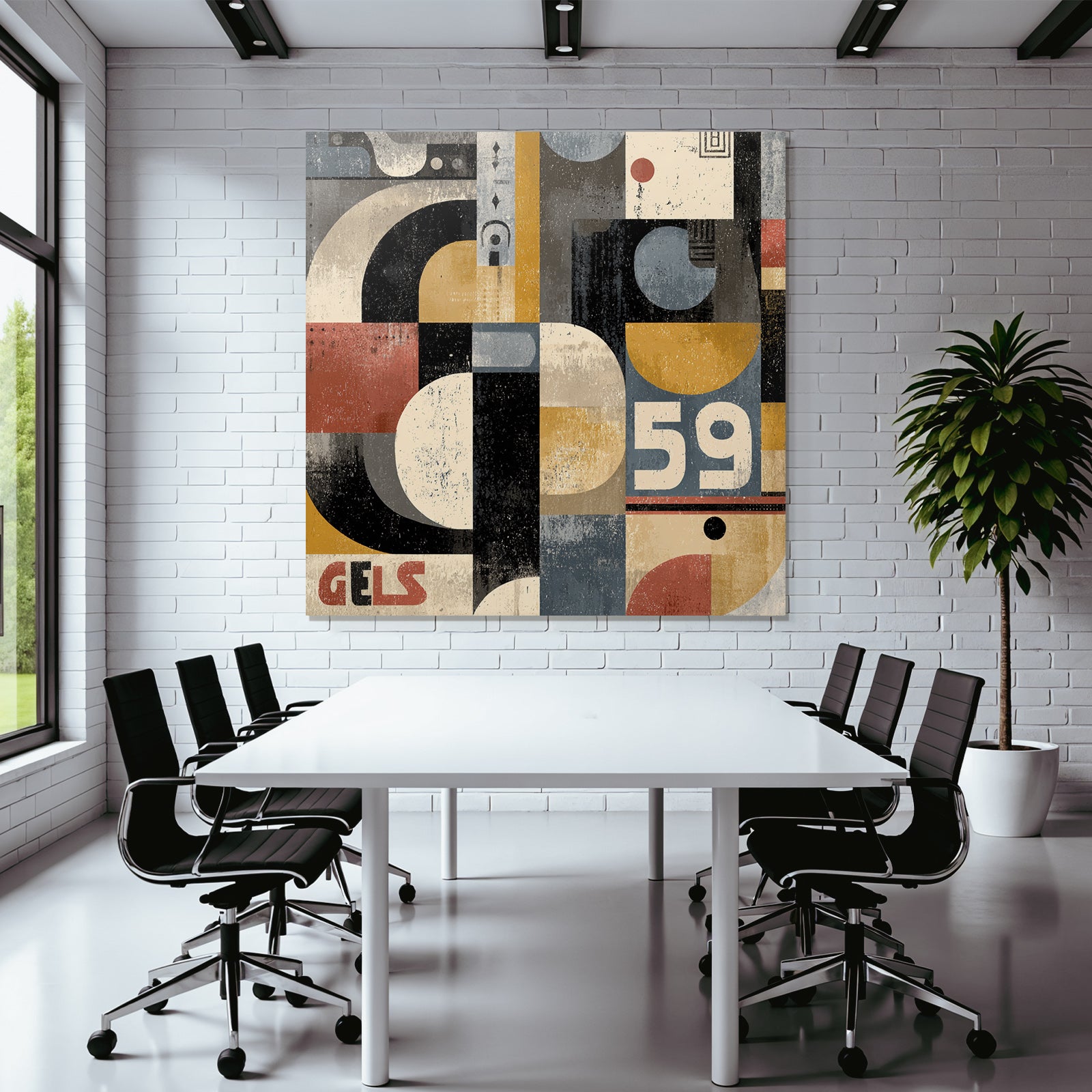 Abstract Geometric Artwork Mit Vermischt Farben Und Formen