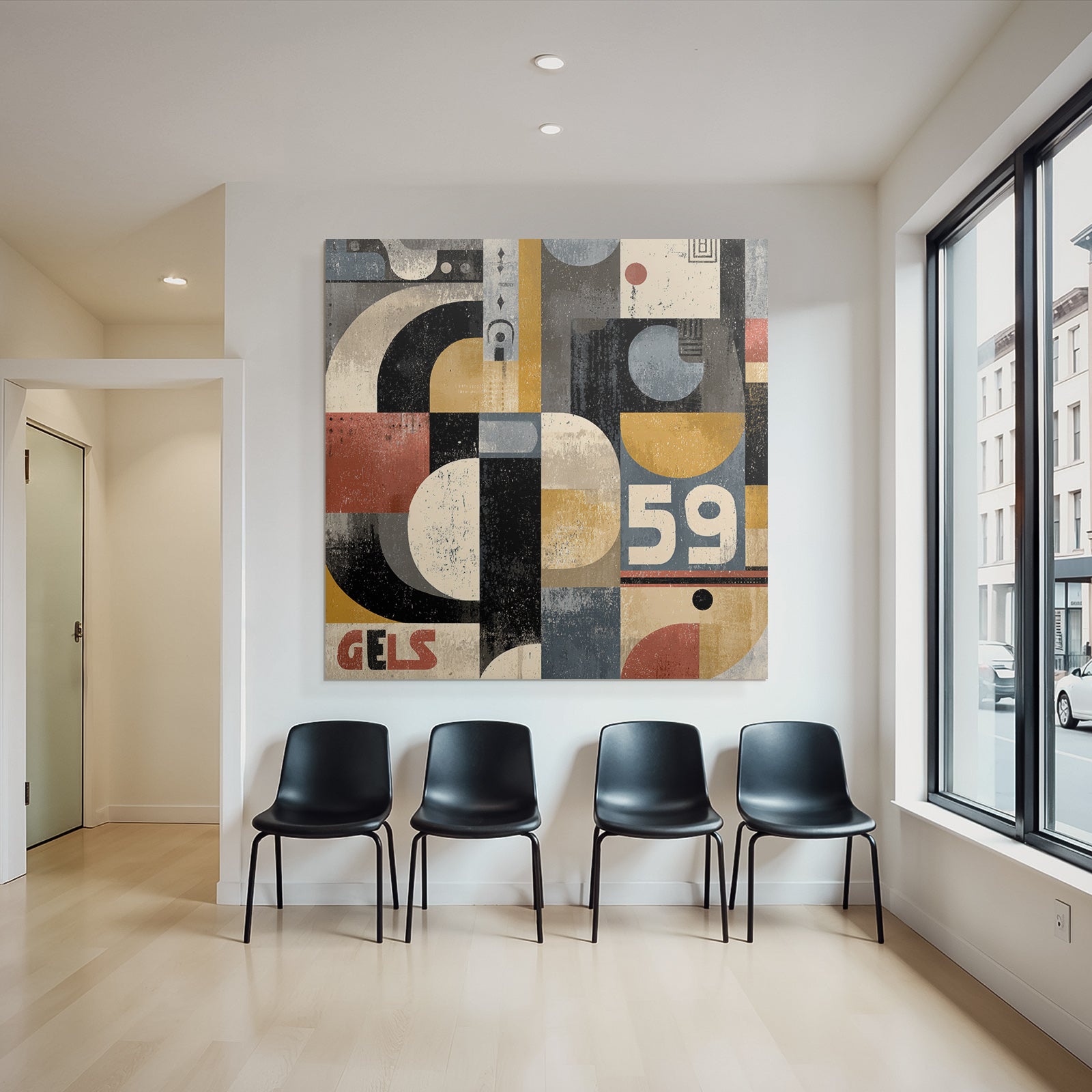 Abstract Geometric Artwork Mit Vermischt Farben Und Formen