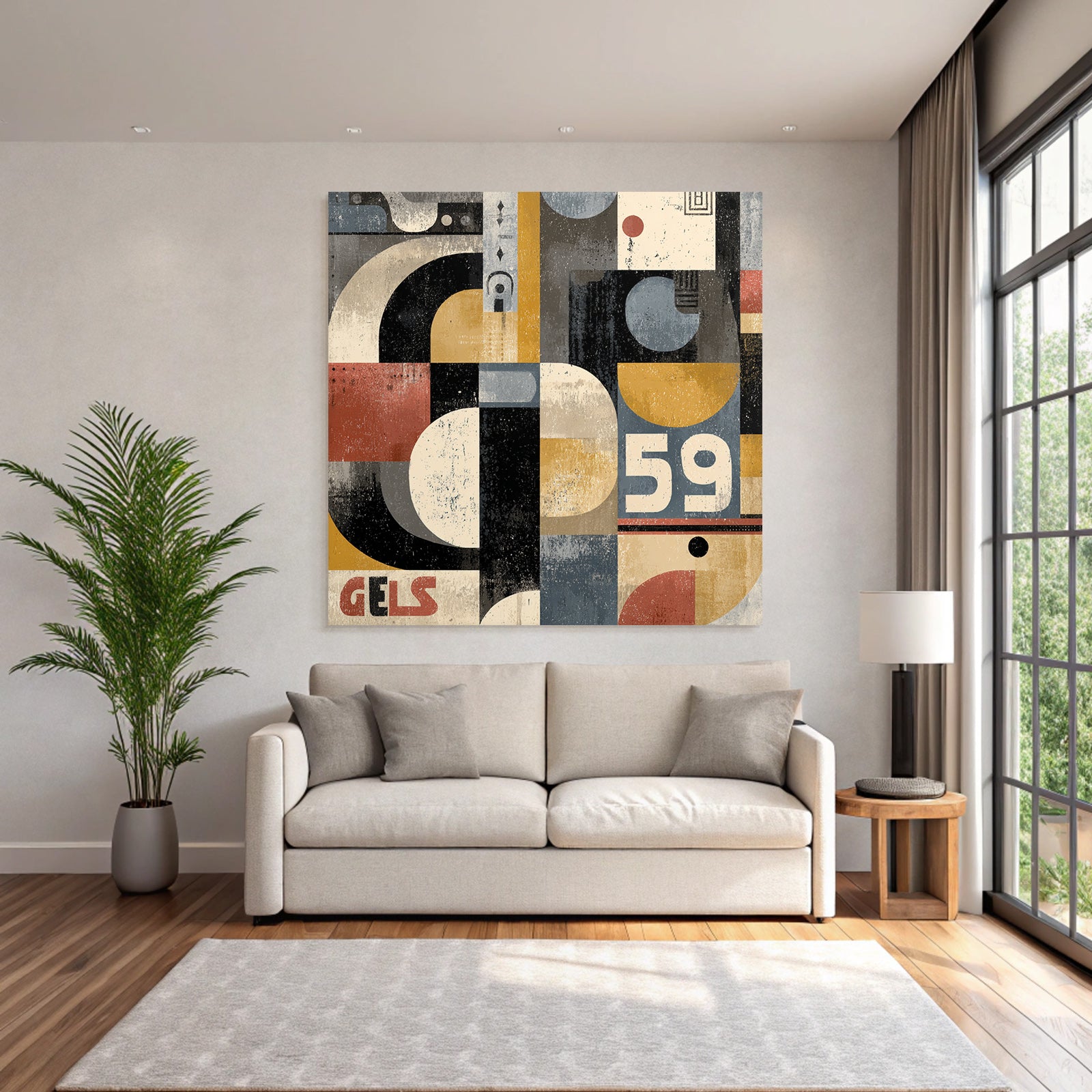 Abstract Geometric Artwork Mit Vermischt Farben Und Formen