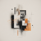 Abstract Graphic Design Geometrische Formen Orange Schwarz Weiß | Typografische Kunst | Kunstgattungen