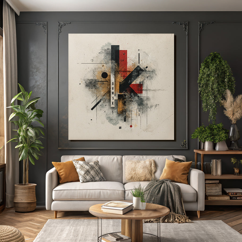 Abstract Kunst Geometrische Formen Rot Schwarz Erdtöne Ormsx S
