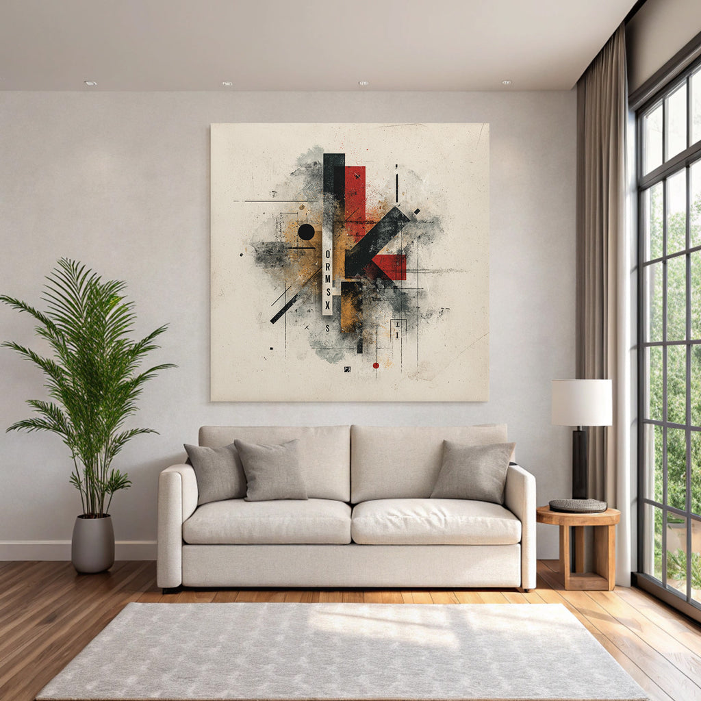 Abstract Kunst Geometrische Formen Rot Schwarz Erdtöne Ormsx S