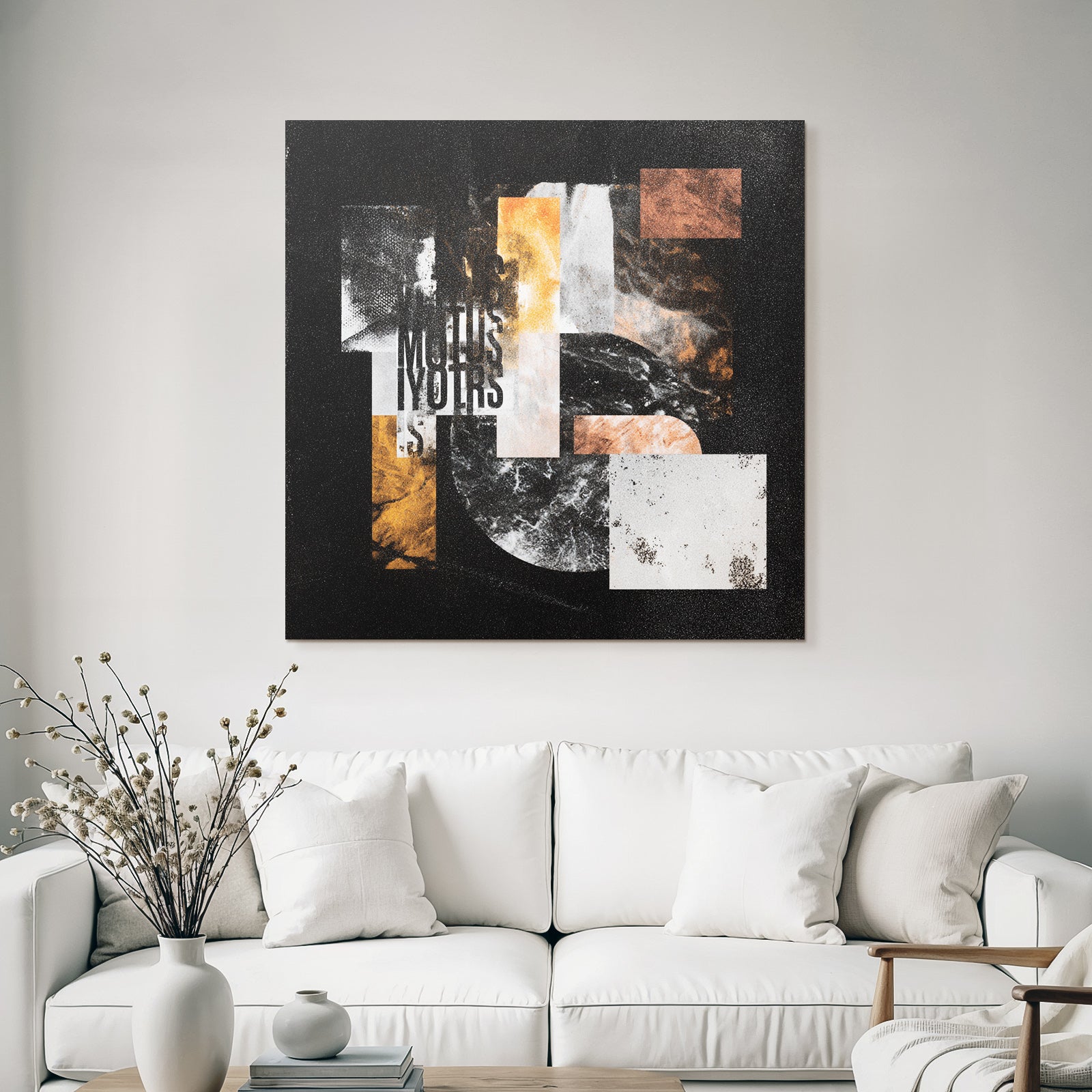 Abstract geometric compilation with texture and modern colors