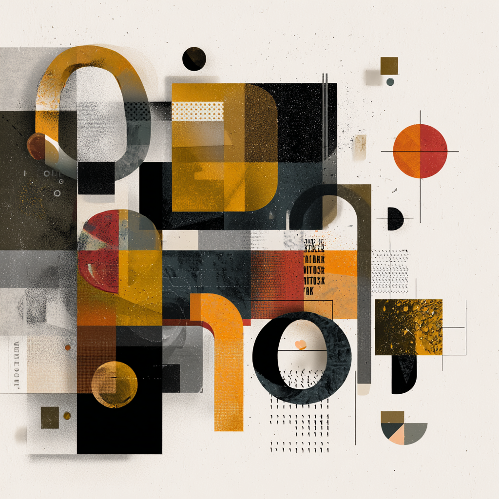 Abstracte Geometrische Komposition Orange Schwarz Grau | Typografische Kunst | Kunstgattungen