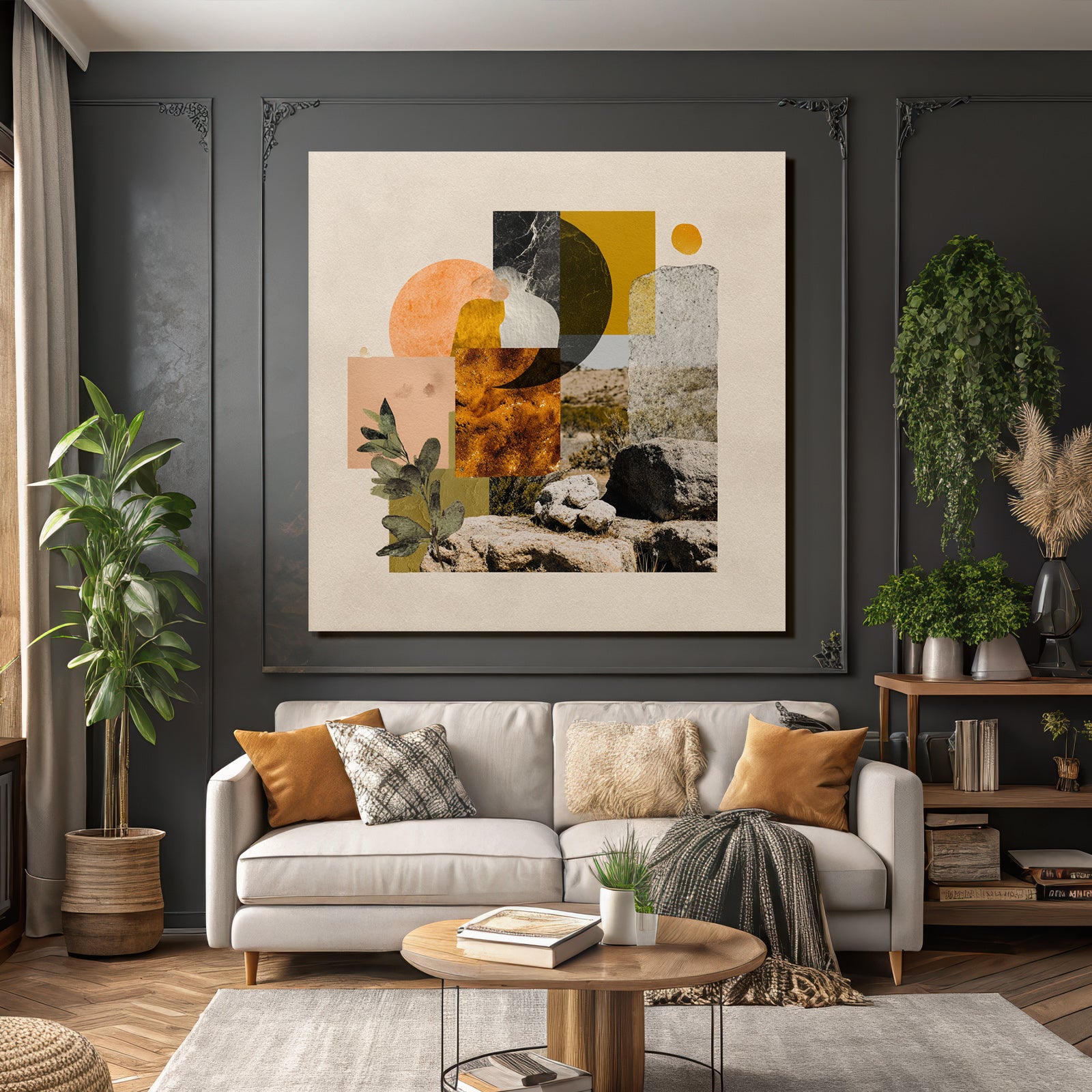Abstrakte Collage Natur Geometrische Formen Warme Töne