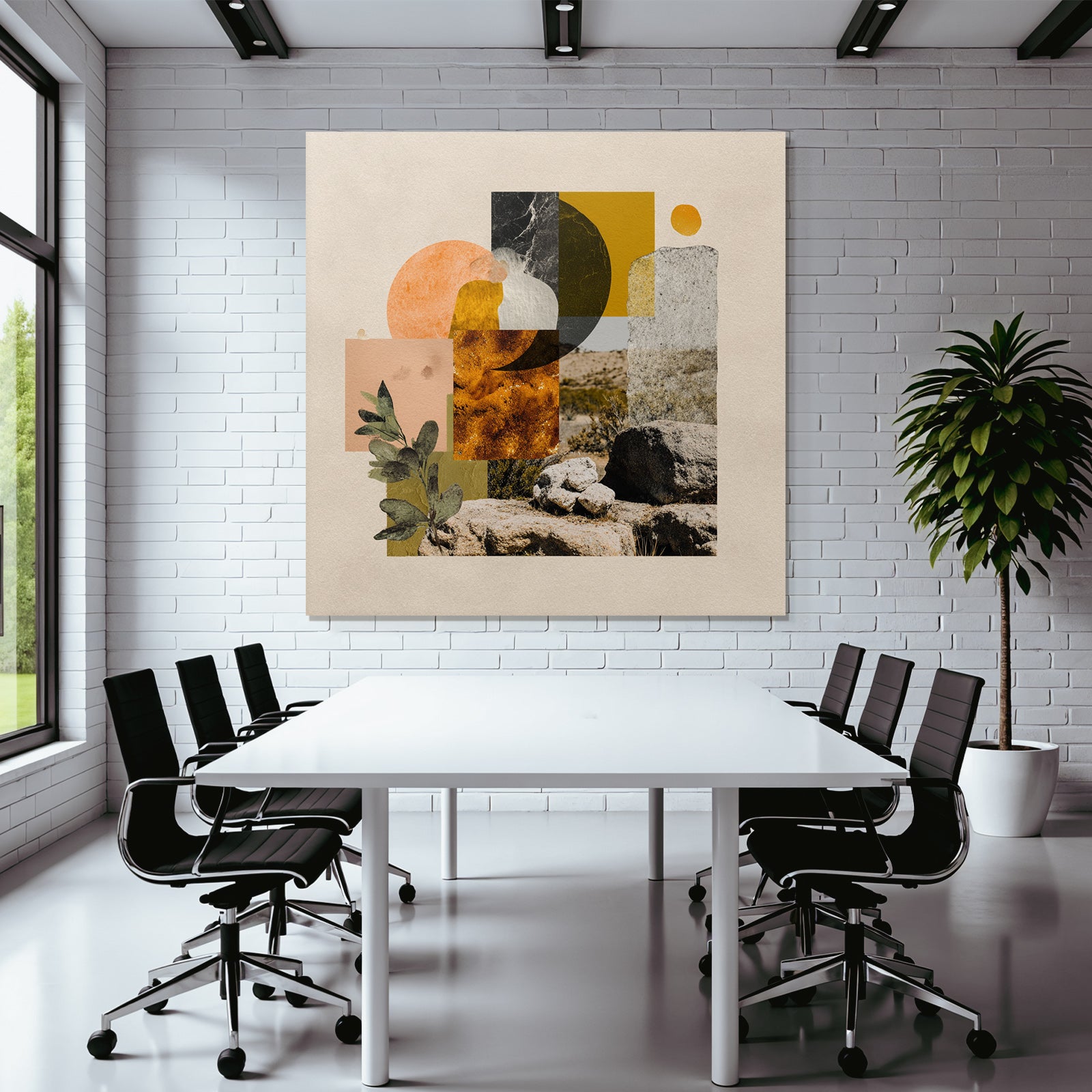 Abstrakte Collage Natur Geometrische Formen Warme Töne